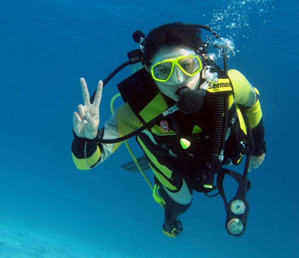 A diver at the Similan Islands A diver at the Similan Islands
