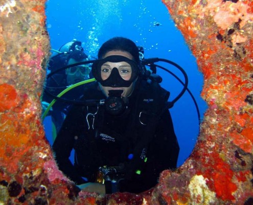 Nice rock-window under water